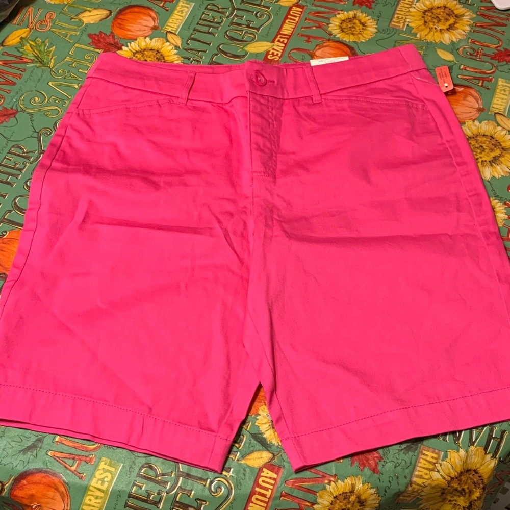 St. John’s Bay Secretly Slender Raspberry Rose Bermuda Shorts - Picture 9 of 10